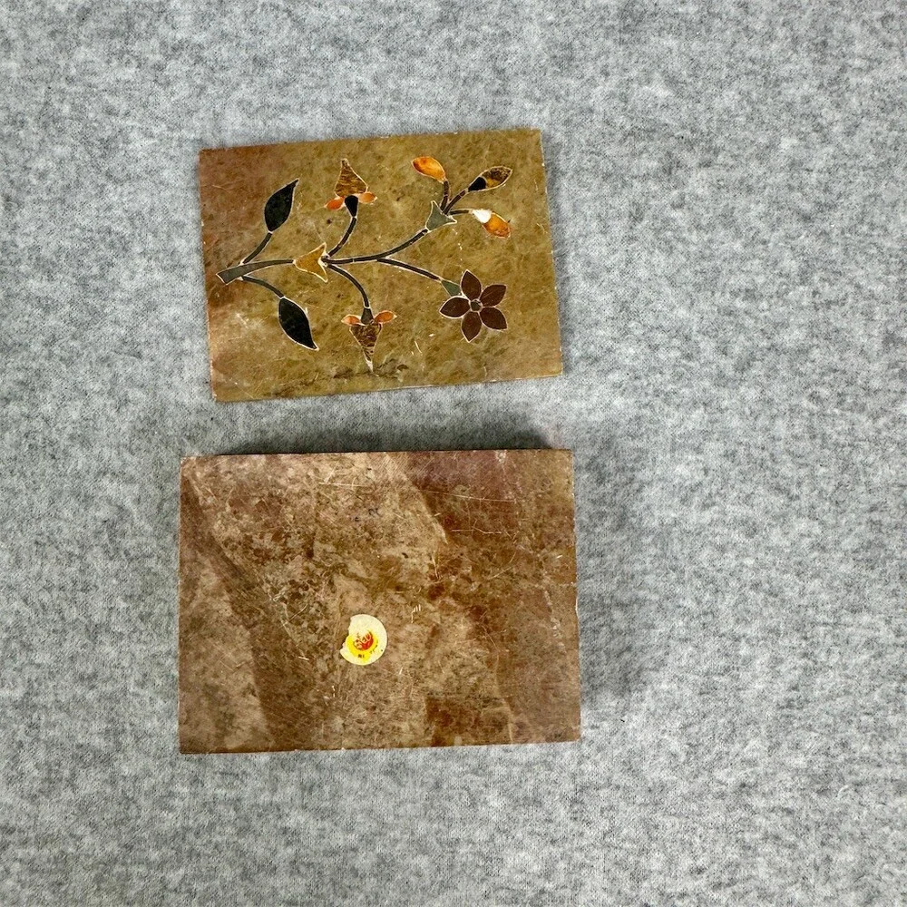Handcrafted Brown Floral Inlay Storage Box